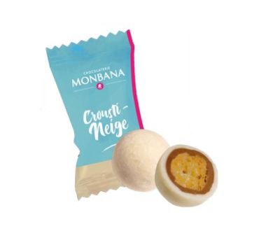 Crispy scoops in white milk chocolate - Monbana